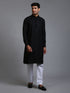 Vastramay Men's Black Cotton Blend Kurta Pyjama Set